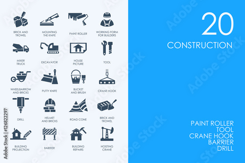 Set of BLUE HAMSTER Library construction icons