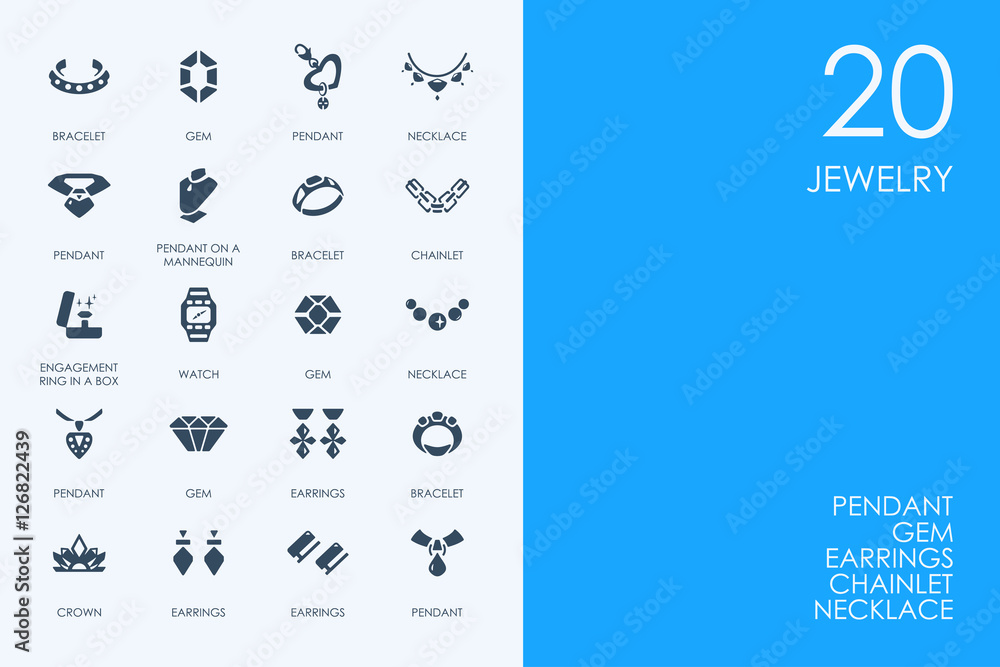 Set of BLUE HAMSTER Library jewelry icons