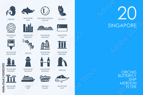 Set of BLUE HAMSTER Library Singapore icons