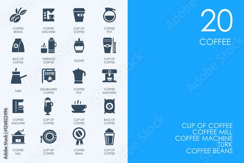 Set of BLUE HAMSTER Library coffee icons