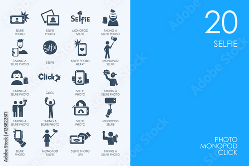 Set of BLUE HAMSTER Library selfie icons