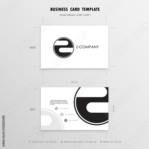 Business Cards Design Template. Name Cards Symbol. Size 55 mm x