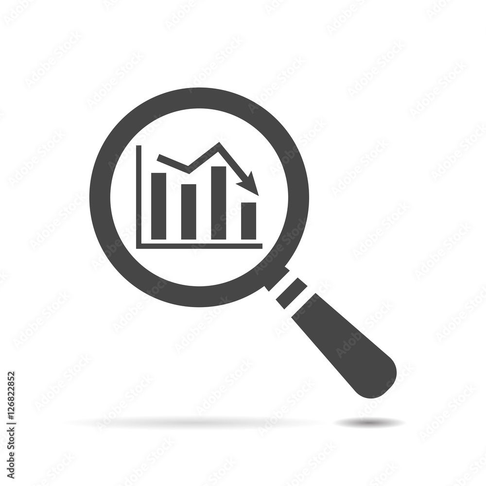 flat search icon of graph going down, search icon web, vector ma flat search icon of graph going down, search icon web, vector ma