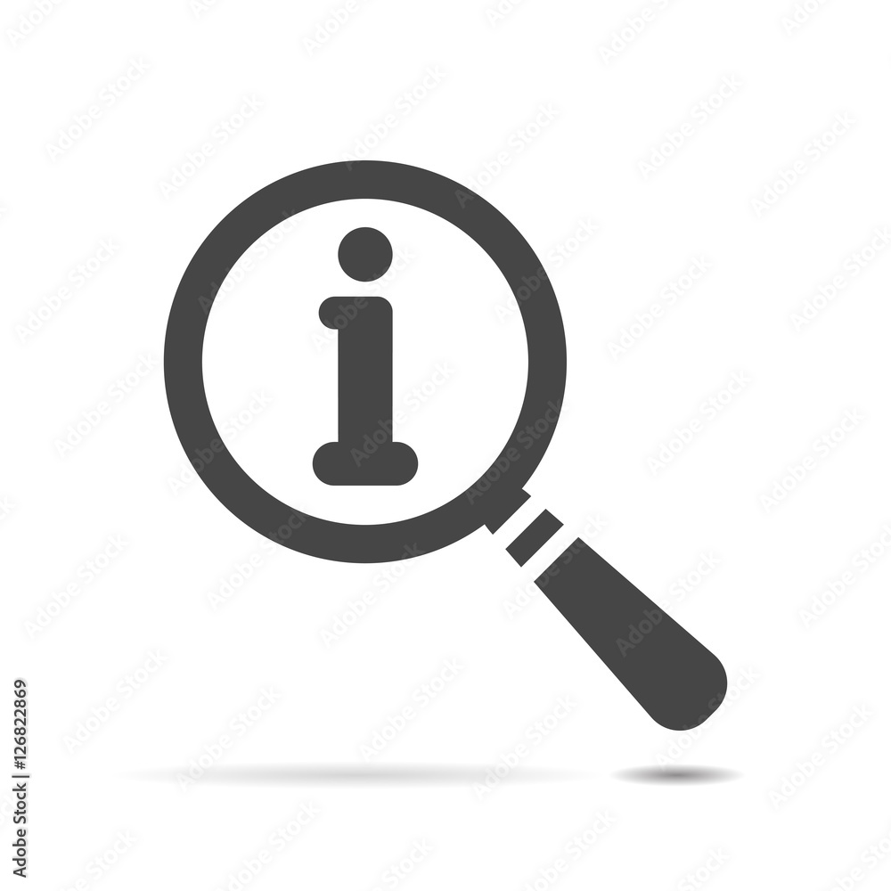 vector magnifying glass with flat info icon on a white backgroun vector magnifying glass with flat info icon on a white backgroun