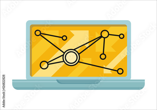 Laptop with Infographics on Screen