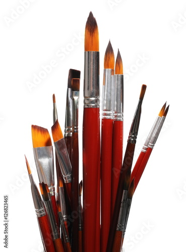 set various paint brush tool isolated on white background, with clipping path