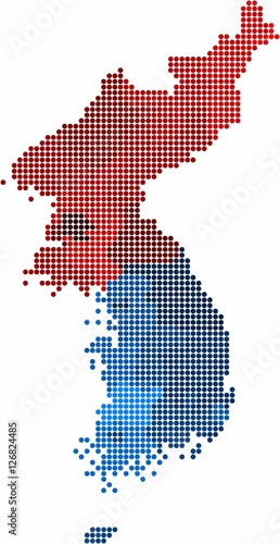 Circle shape North and South Korea map colored by province on white background, vector illustration.