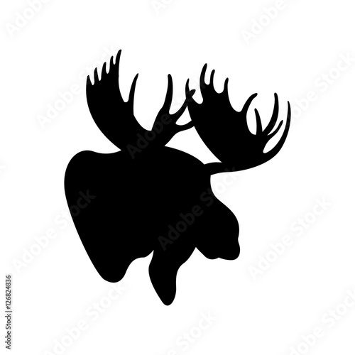 Moose head profile vector illustration black silhouette