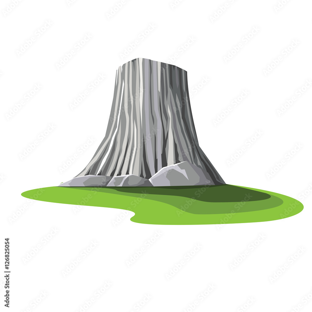 flat design landmark illustration vector cartoon. Travel and Famous Landmarks and beautiful. Devil's Tower Island on america flat design landmark illustration vector cartoon. Travel and Famous Landmarks and beautiful. Devil's Tower Island on america