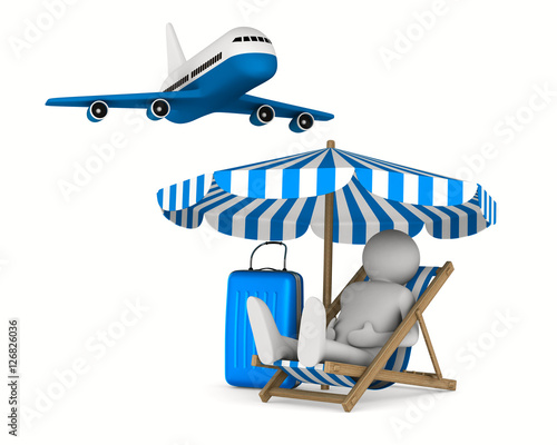 Man on deckchair and luggag...