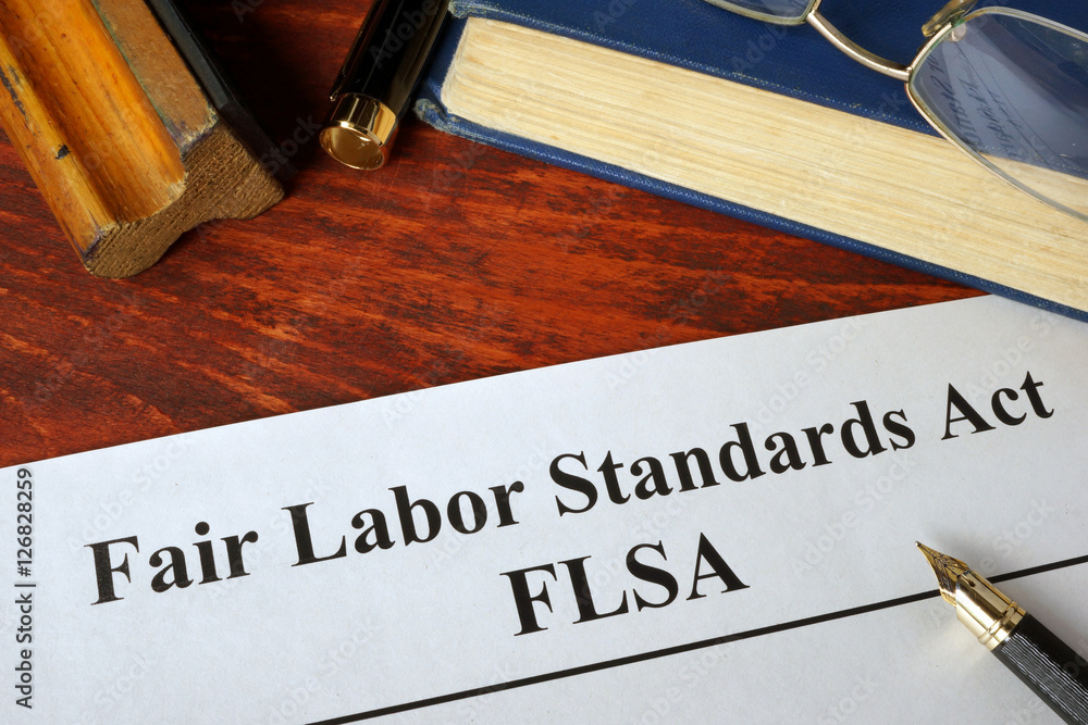 Fotografie FLSA Fair Labor Standards Act and a book.