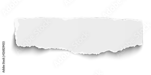 White vector oblong paper tear with soft shadow isolated