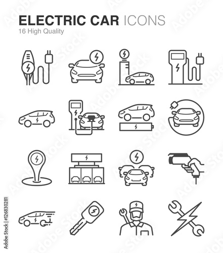 Electric car icons