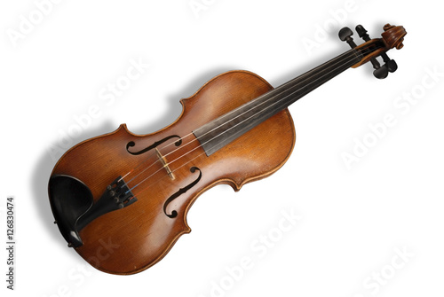 Photo Violin White Background With Shadow