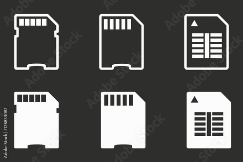 Memory card icon set.
