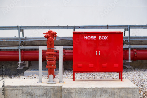 Tablou canvas Fire hydrant and hose box in hazadous area of power plant