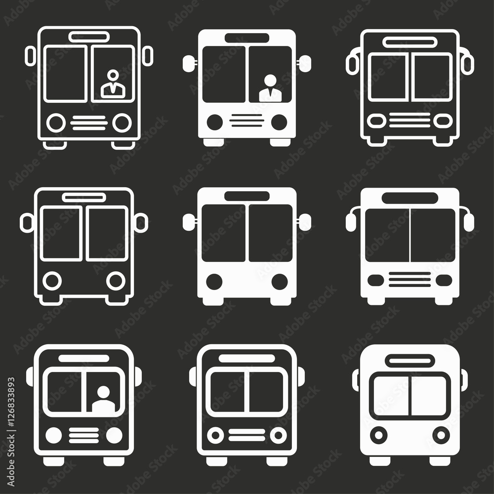Bus icon set. Bus icon set.