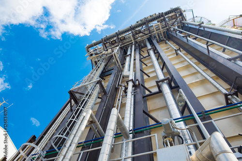 Heat recovery steam gas or boiler of combine cycle power plant against blue sky