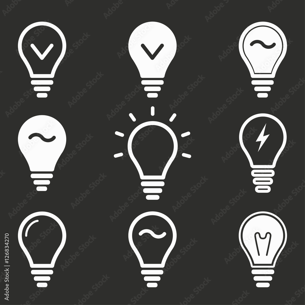 Lamp icon set. Lamp icon set.