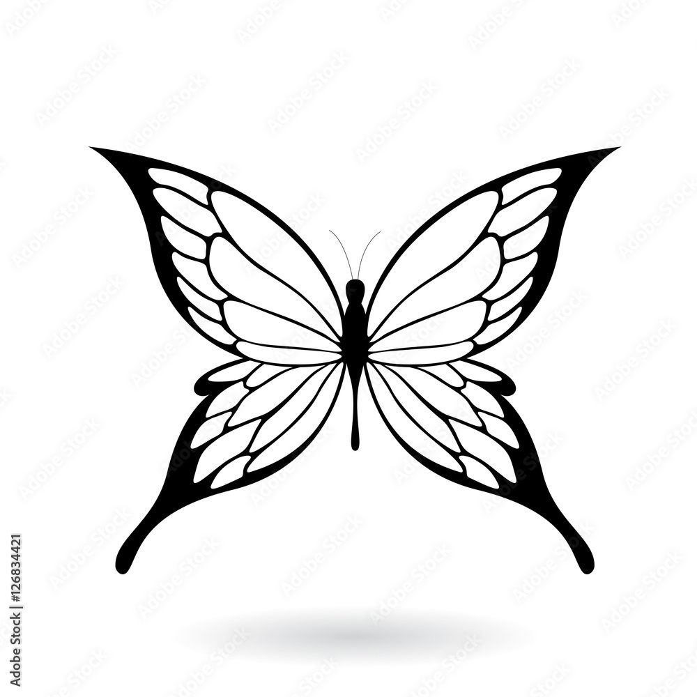 Fototapeta premium Black Butterfly Silhouette Illustration