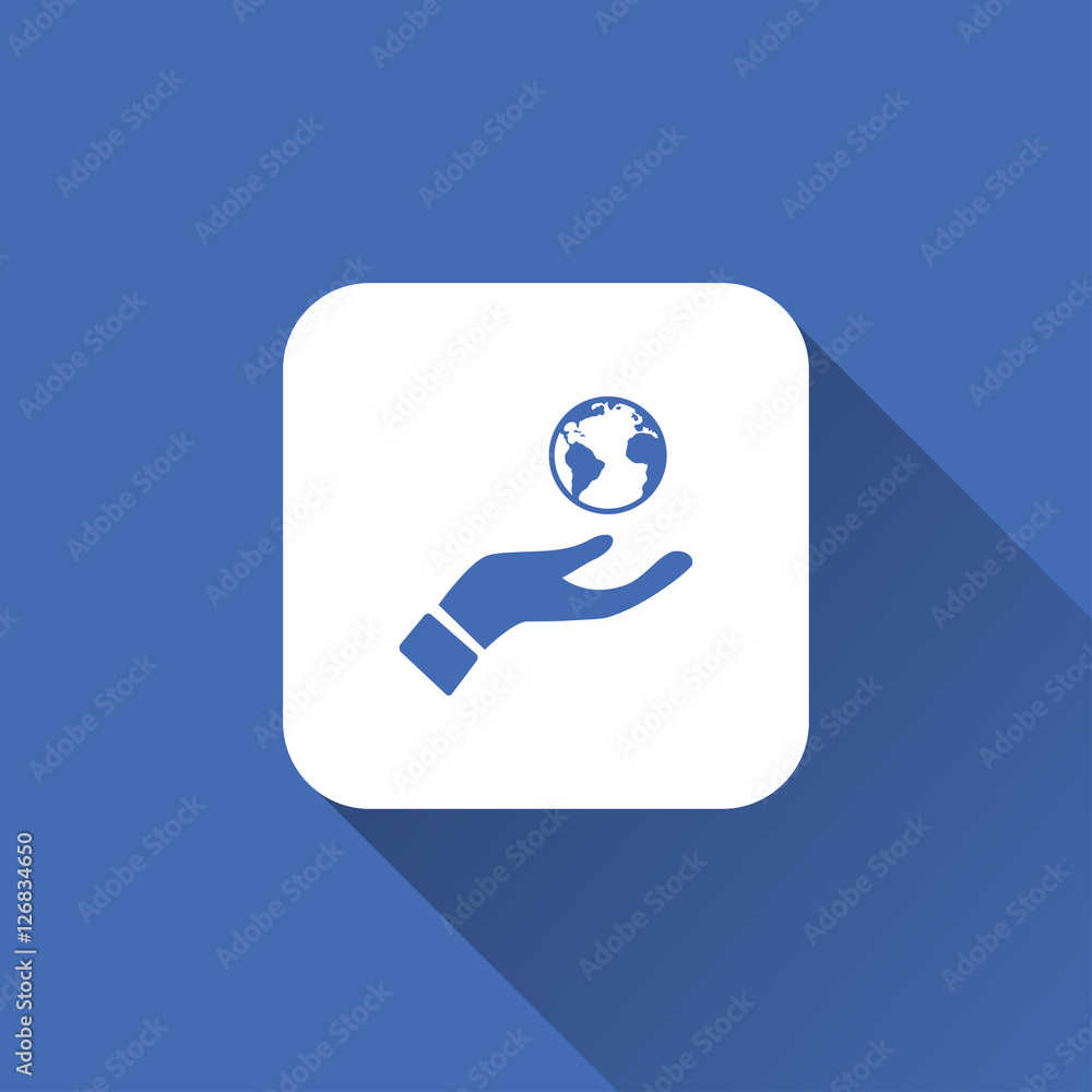 world in hand icon. flat style world in hand icon. flat style