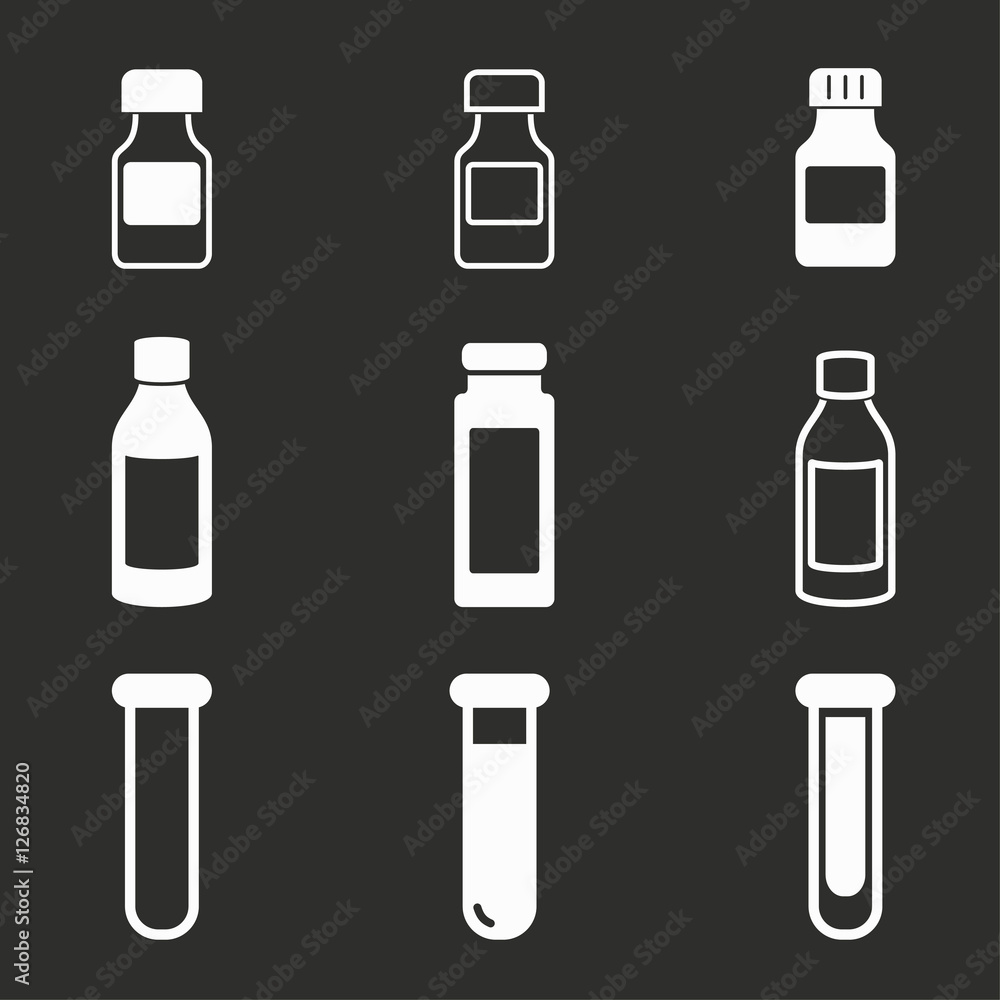 Flask icon set. Flask icon set.