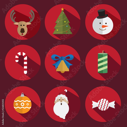 Christmas icon vector red background
