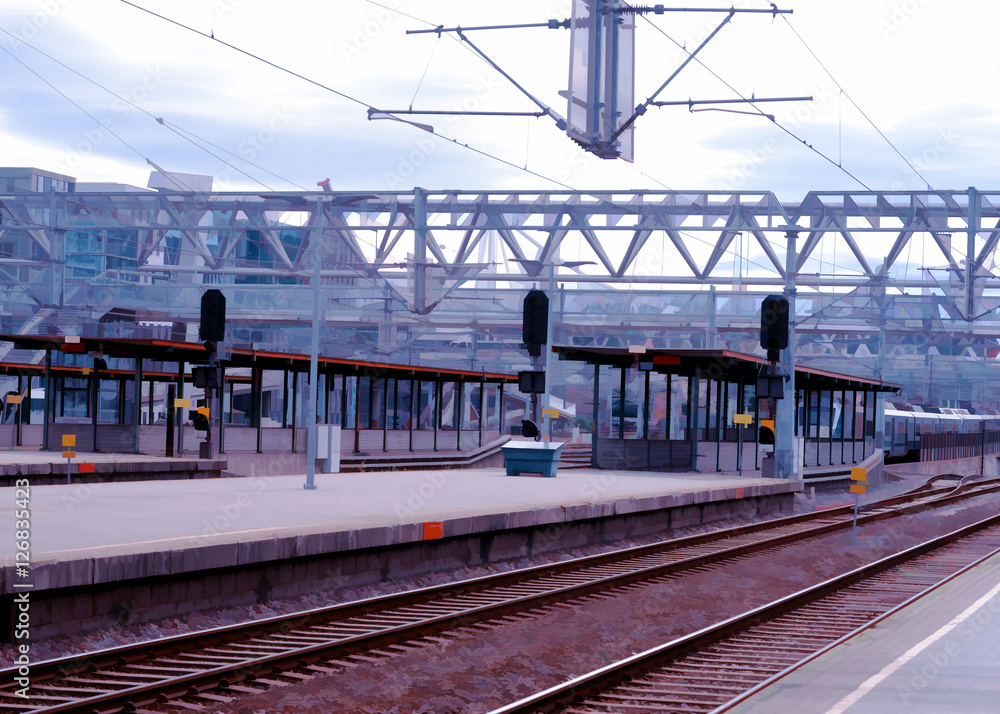 Oslo railroad transport station background