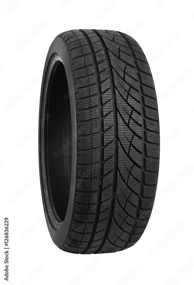 Car tire on white