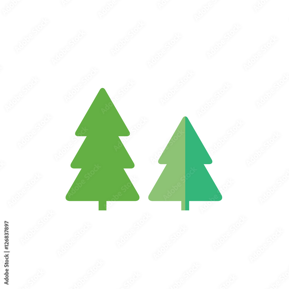 Trees in flat style - spruce, fir-tree, pine.