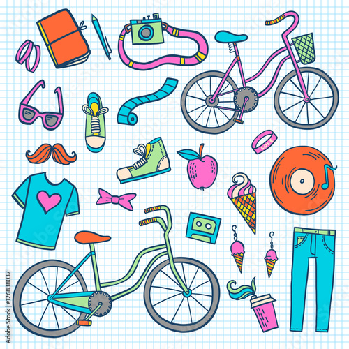 Hipster lifestyle icon collection