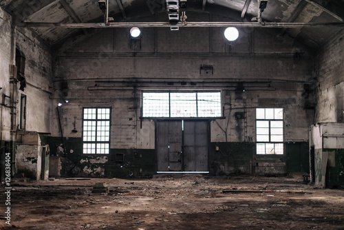 Abandoned industrial factory interior.