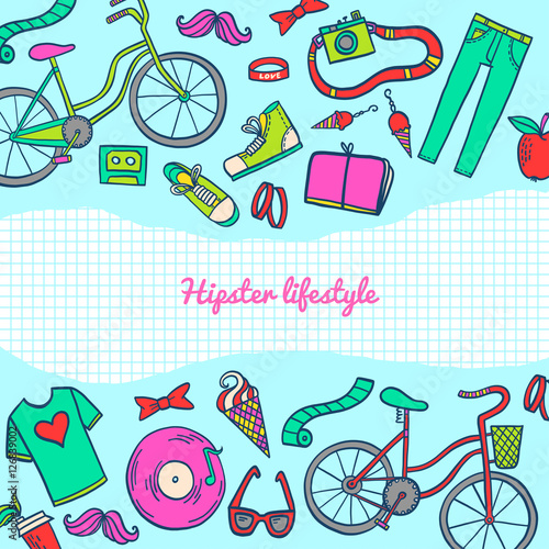 Hipster lifestyle icon collection