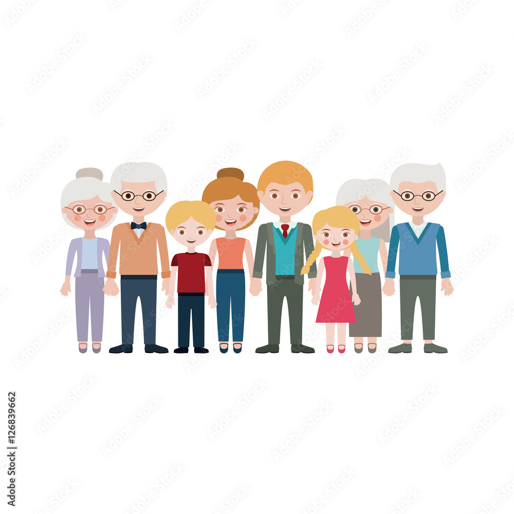 Grandparents parents and kids cartoons icon. Family relationship avatar and generation theme. Isolated design. Vector illustration Grandparents parents and kids cartoons icon. Family relationship avatar and generation theme. Isolated design. Vector illustration