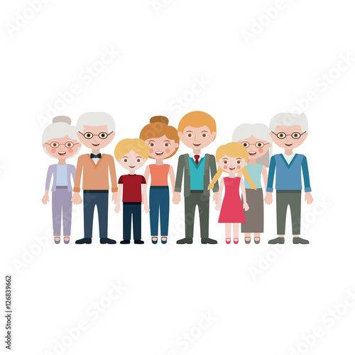 Grandparents parents and kids cartoons icon. Family relationship avatar and generation theme. Isolated design. Vector illustration