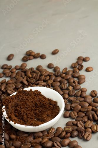 ground coffee in a white plate