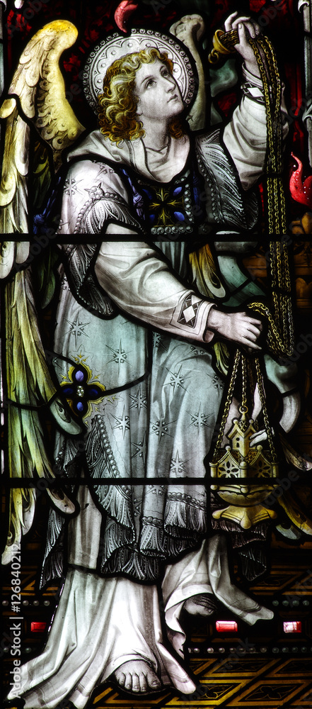 Obraz premium Angel with myrrh in stained glass