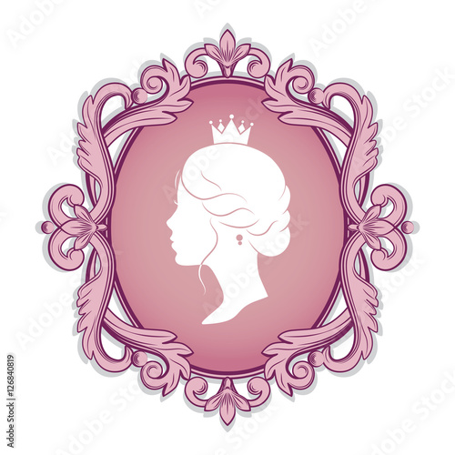profile silhouette of a princess in frame