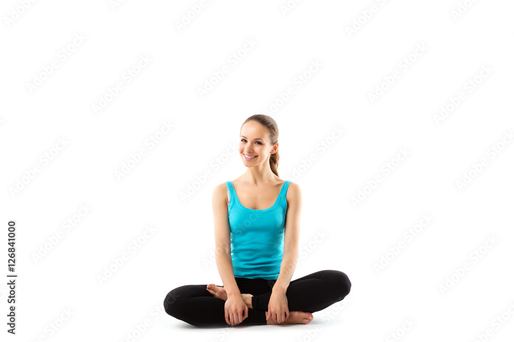 Sport fitness woman, young healthy girl doing exercises.