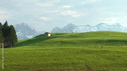 panshot of a mountain landscape in bavaria germany
