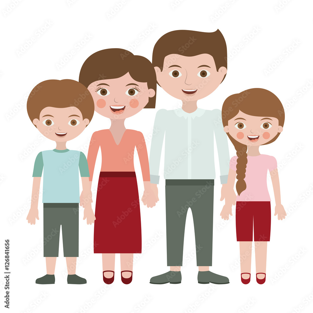 Fototapeta premium Parents daughter and son cartoon icon. Family relationship avatar and generation theme. Isolated design. Vector illustration