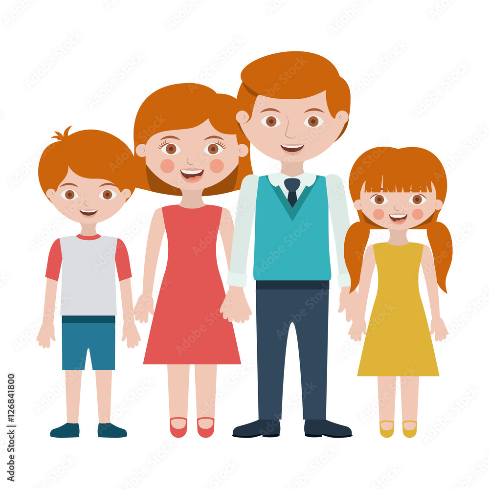 Parents daughter and son cartoon icon. Family relationship avatar and generation theme. Isolated design. Vector illustration
