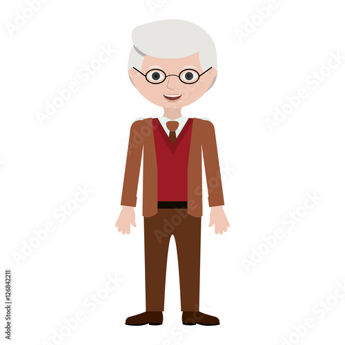 Grandfather cartoon icon. Old person man male and avatar theme. Isolated design. Vector illustration