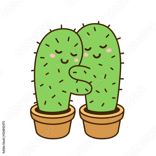 cactus hug illustration