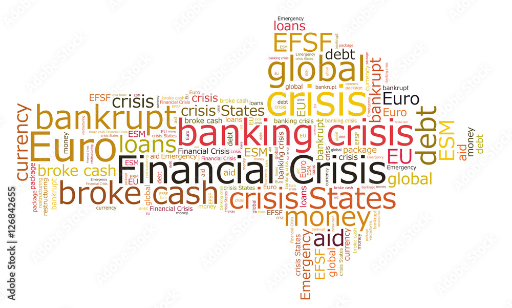 Obraz premium Financial crisis word cloud
