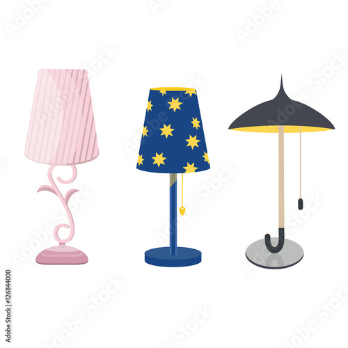 Lamps furniture set light design electric vector