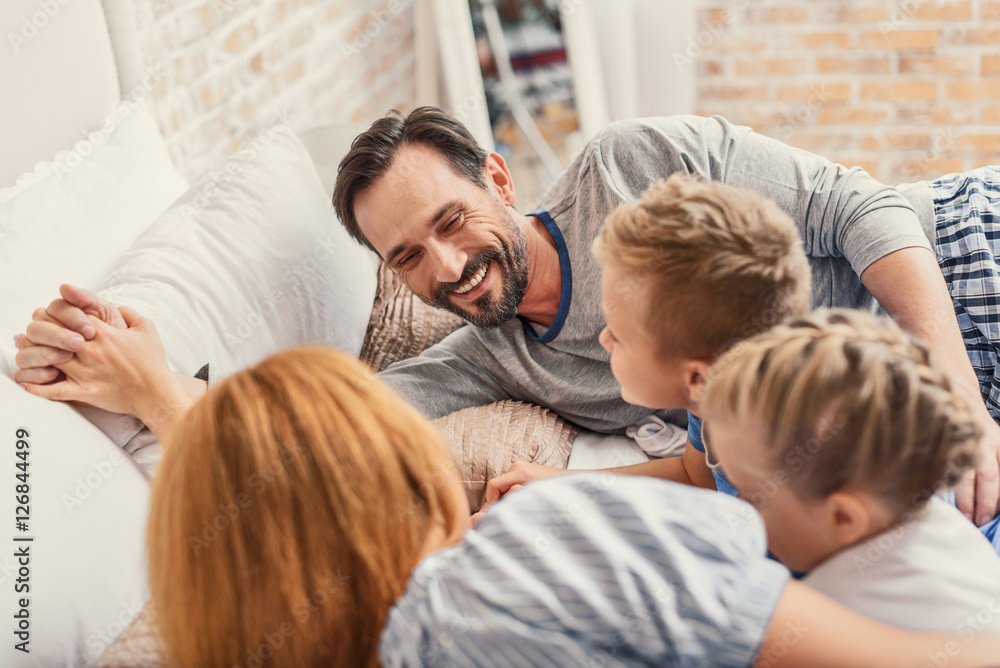 Happy family relaxing at home Happy family relaxing at home