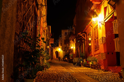 Fototapeta Ulice miasta nocnego Rodos, stara część 