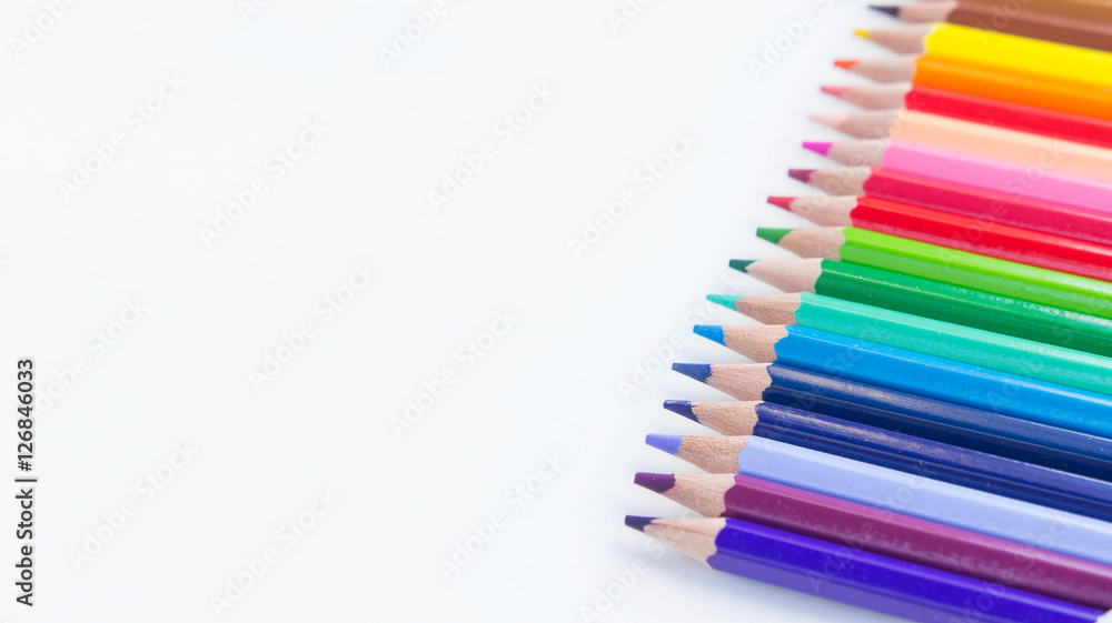 pencils color on white background, with copy space pencils color on white background, with copy space