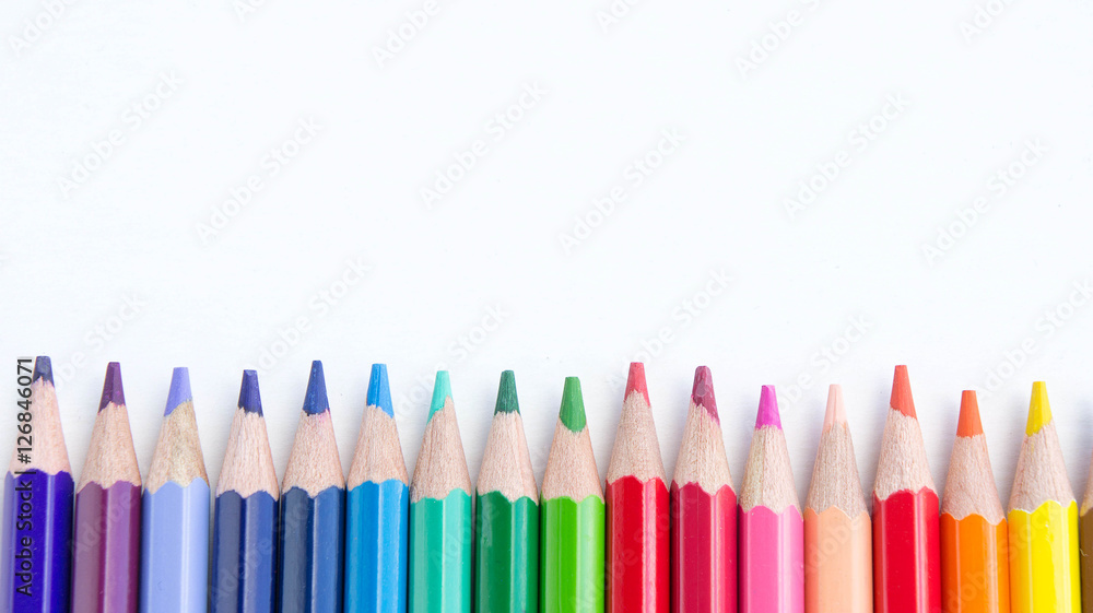 Fototapeta premium pencils color on white background, with copy space